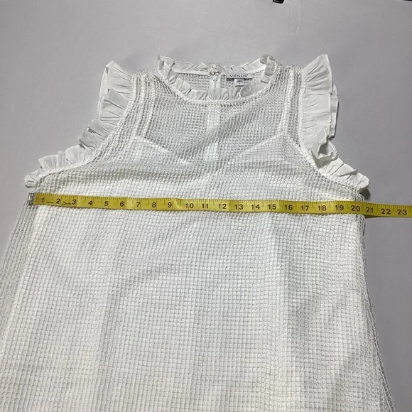 VENUS White Diamond Lace Ruffle Mini Dress - Picture 11 of 12